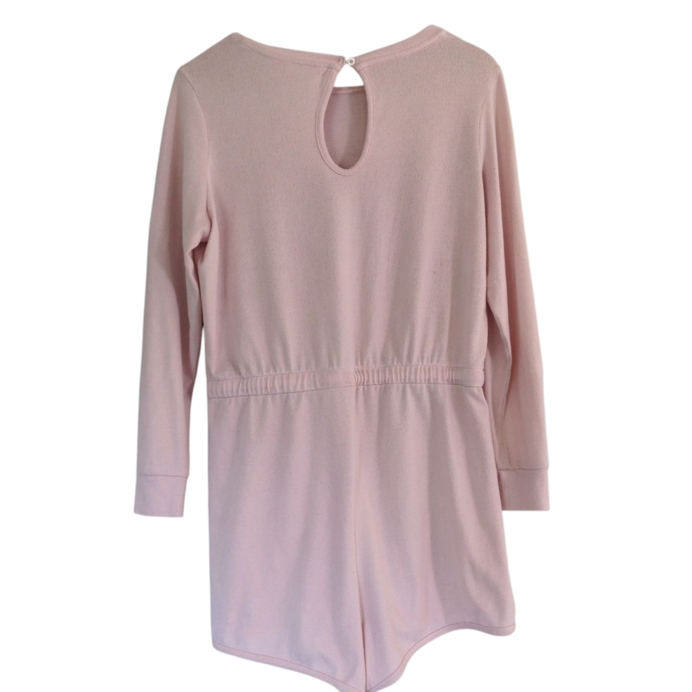 La Vie En Rose Pajama Romper Pink SZ Medium Long Sleeve Jumper Soft Shorts Logo - Picture 5 of 11